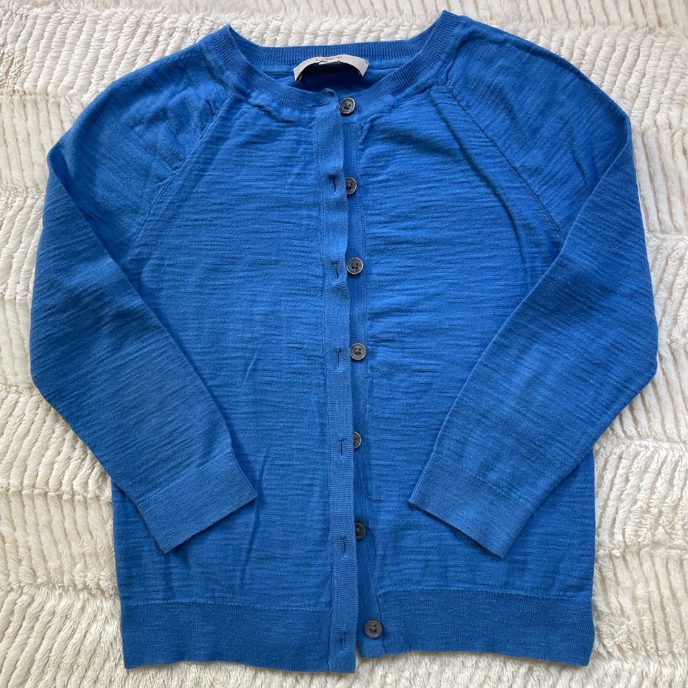 LOFT 3/4 Sleeve Blue Button Down Cardigan - XXS